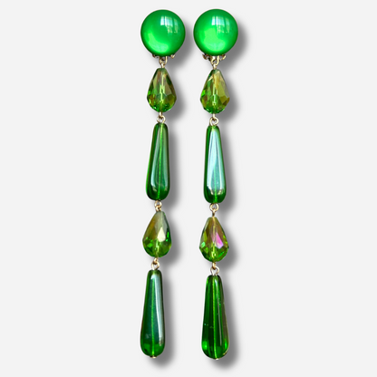 Boucles d’oreilles Suzanne Vert XL longues vertes Francine Bramli Paris
