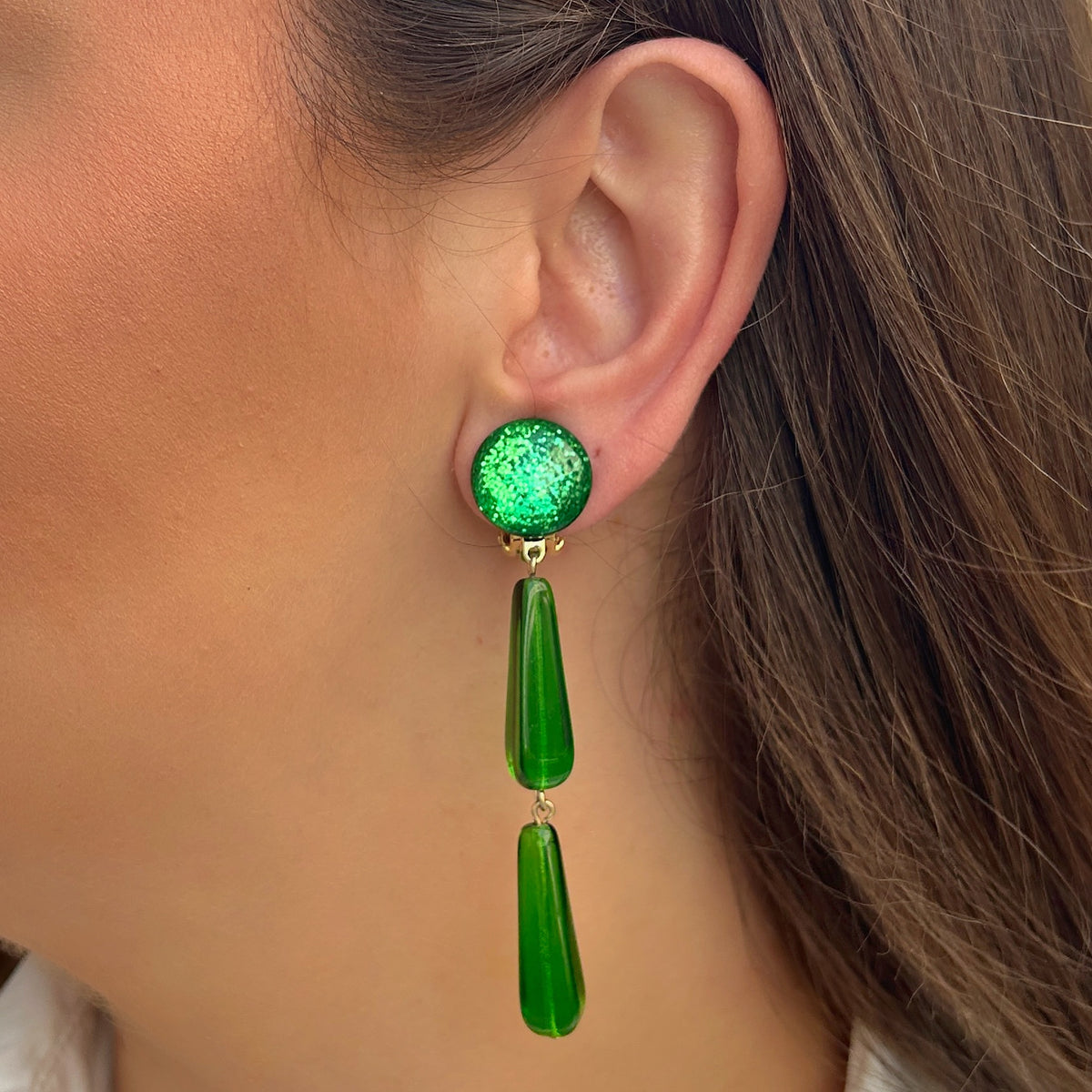 Boucles d’oreilles Suzanne Vert XS pendantes Francine Bramli Paris
