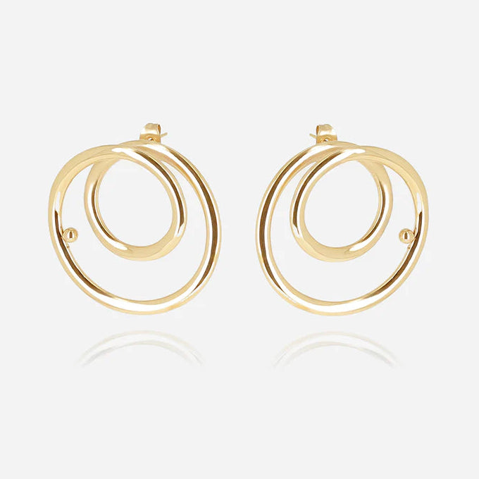 Boucles d’oreilles Toula ZAG en acier inoxydable doré avec anneaux graphiques