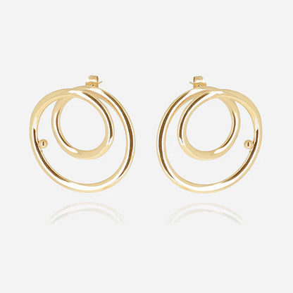 Boucles d’oreilles Toula ZAG en acier inoxydable doré avec anneaux graphiques