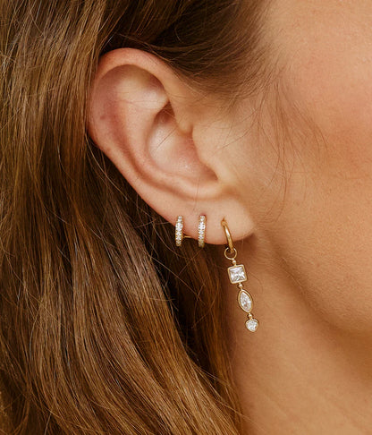Boucles d’oreilles Ugento ZAG en acier inoxydable doré avec zircons carré, marquise et cœur