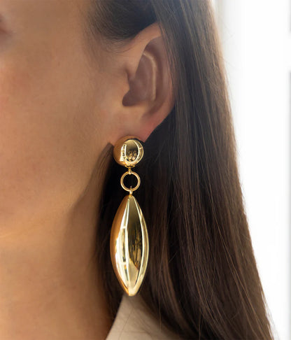 Boucles d’oreilles Velio ZAG en acier inoxydable doré au design sculptural pendante