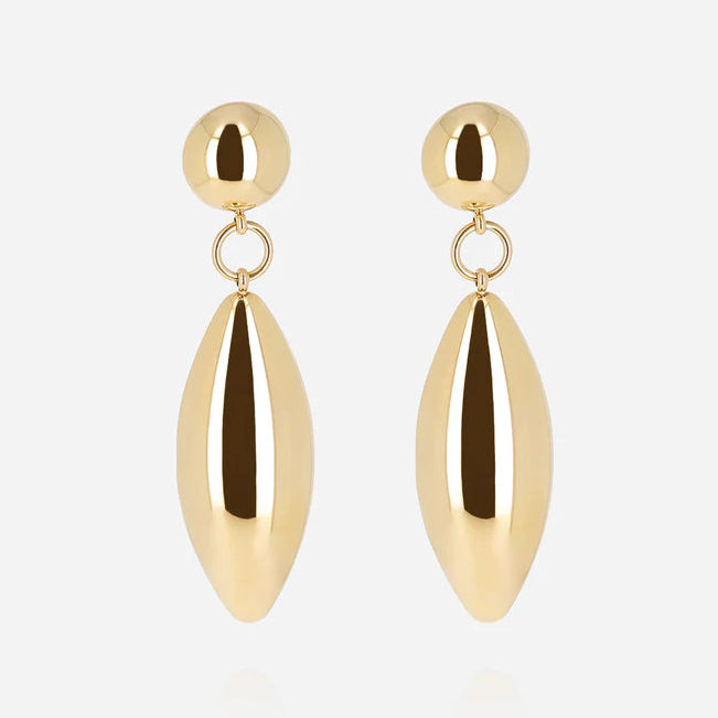 Boucles d’oreilles Velio ZAG en acier inoxydable doré au design sculptural pendante