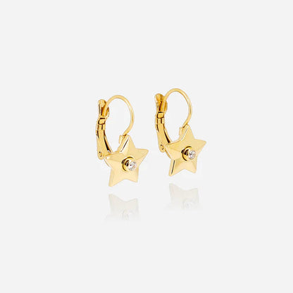 Boucles d’oreilles Vénus ZAG en acier inoxydable doré avec étoile et zircon