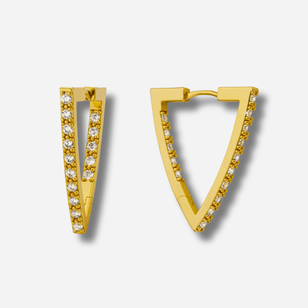Boucles d’oreilles Vibes Gold MYA BAY triangulaires dorées et strass