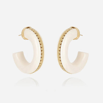 Boucles d’oreilles Zakko ZAG en acier doré et résine ivoire ou écaille