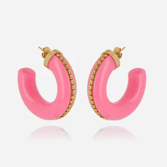 Boucles d’oreilles Zakko ZAG en acier doré et résine ivoire ou écaille