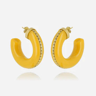 Boucles d’oreilles Zakko ZAG en acier doré et résine