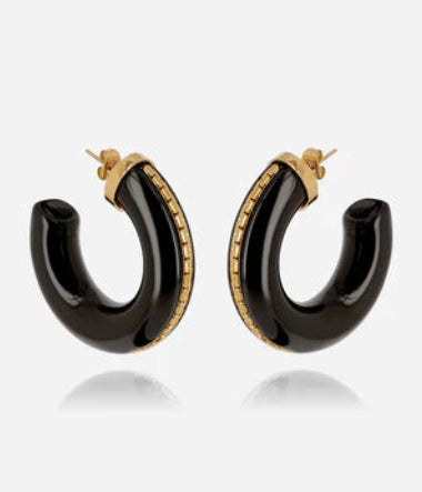 Boucles d’oreilles Zakko ZAG en acier doré et résine