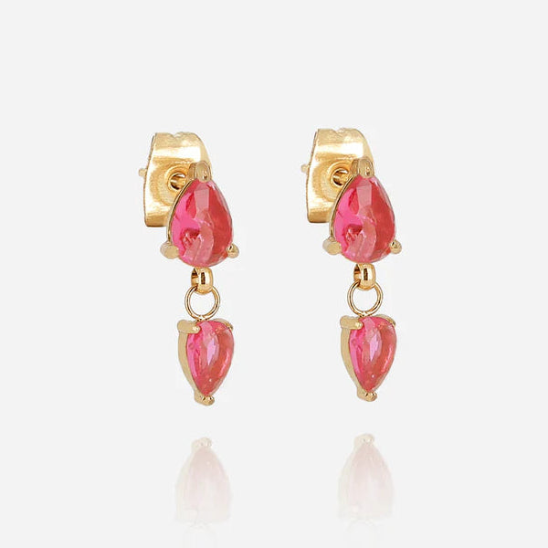 Boucles d’oreilles Zira ZAG en acier inoxydable doré avec pierres colorées en forme de goutte