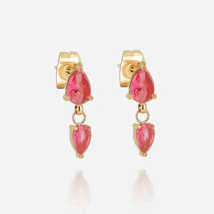 Boucles d’oreilles Zira ZAG en acier inoxydable doré avec pierres colorées en forme de goutte