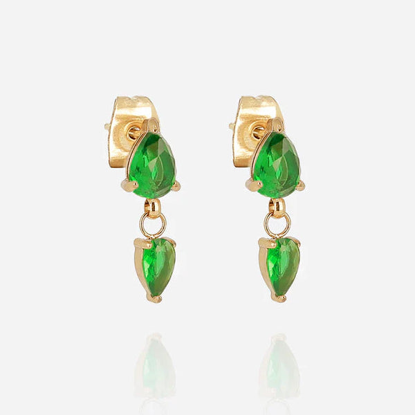 Boucles d’oreilles Zira ZAG en acier inoxydable doré avec pierres colorées en forme de goutte