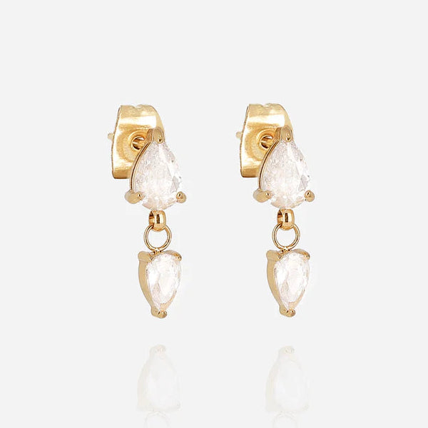 Boucles d’oreilles Zira ZAG en acier inoxydable doré avec pierres colorées en forme de goutte
