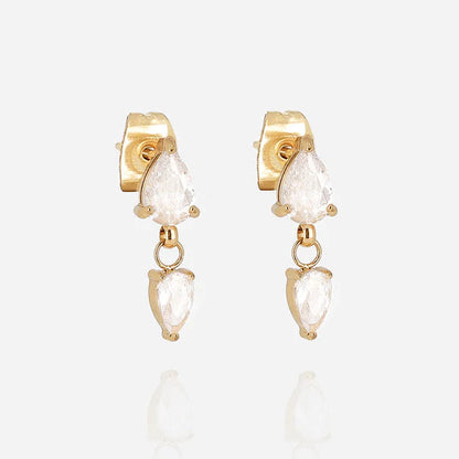 Boucles d’oreilles Zira ZAG en acier inoxydable doré avec pierres colorées en forme de goutte