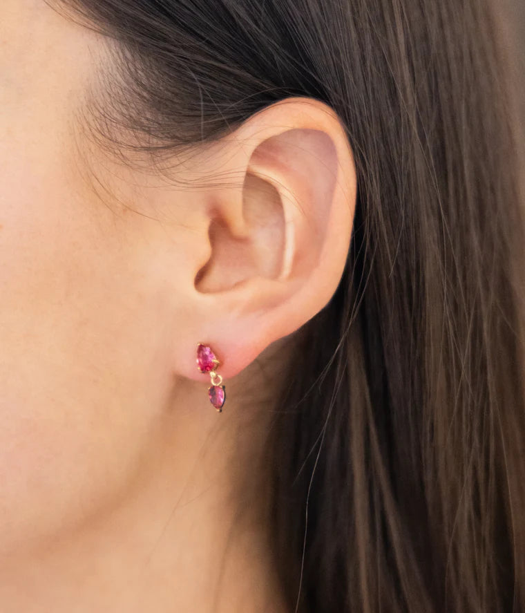 Boucles d’oreilles Zira ZAG en acier inoxydable doré avec pierres colorées en forme de goutte