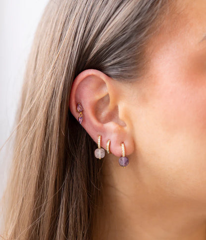 Boucles d’oreilles Zira ZAG en acier inoxydable doré avec pierres colorées en forme de goutte
