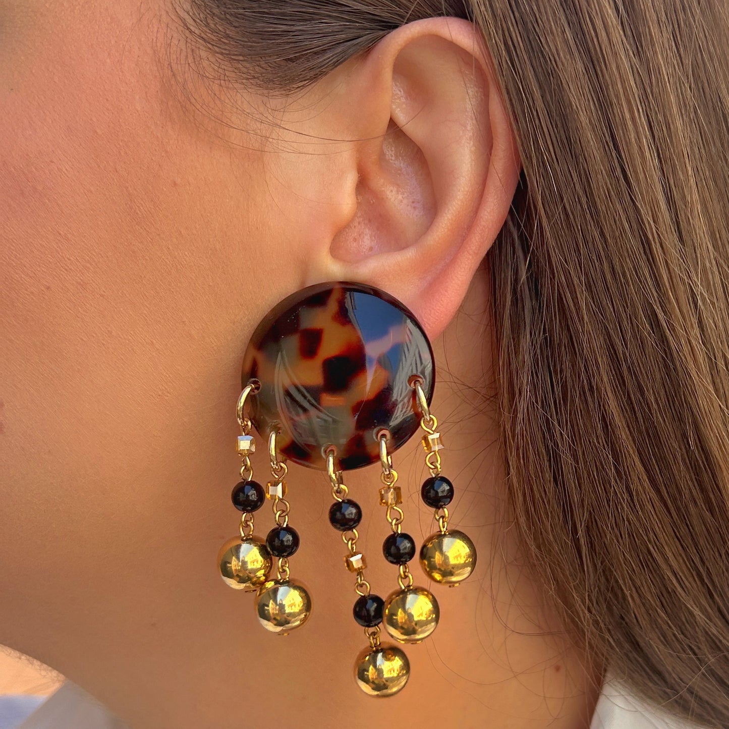 Boucles Pampilles Écaille Tokyo Francine Bramli Paris à clip