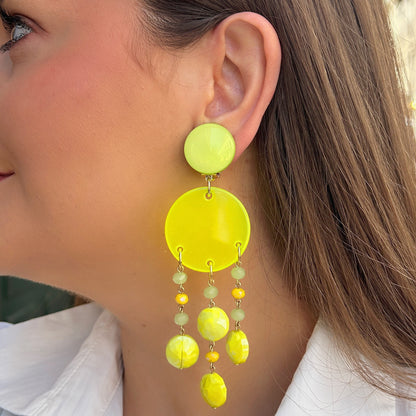 Boucles Pampilles Jaune Fluo Francine Bramli Paris