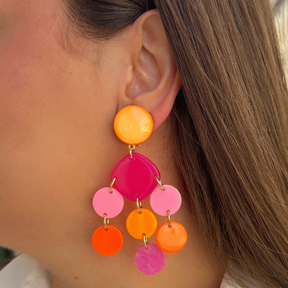 Boucles Pampilles Rose Orange Francine Bramli Paris multicolores chez Divinity Sète