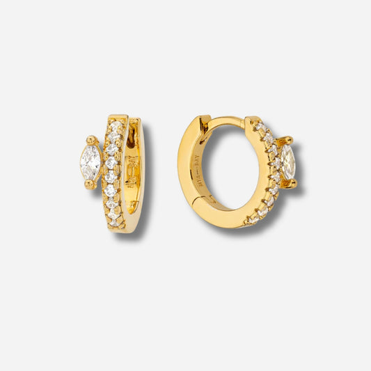 Boucles Precious Delhi Mya Bay créoles dorées zircon ovale pavé de cristaux