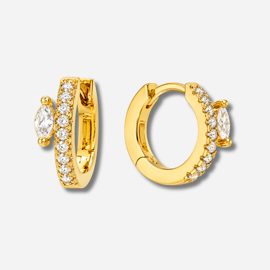 Boucles Precious Delhi Mya Bay créoles dorées zircon ovale pavé de cristaux