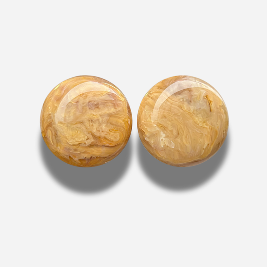 Boucles Rainball Camel Francine Bramli Paris effet marbré beige et camel chez Divinity Sète