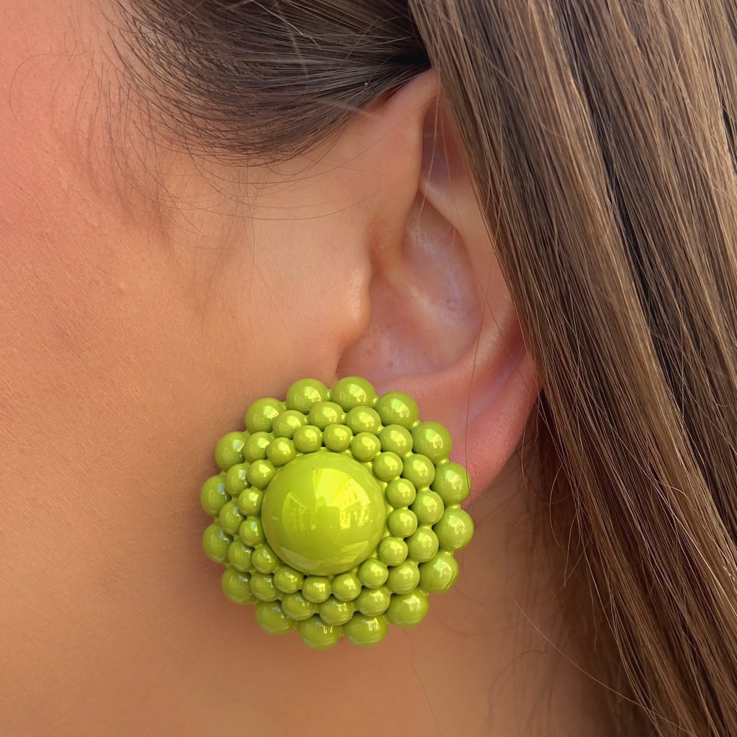 Boucles Rainball Dahlia Vert Francine Bramli Paris