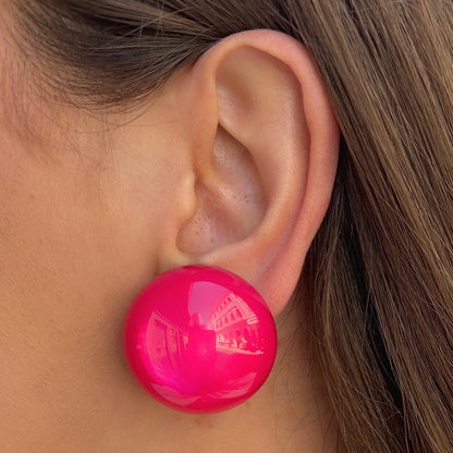 Boucles Rainball Irisée Rose Francine Bramli Paris à clip en résine rose fuchsia