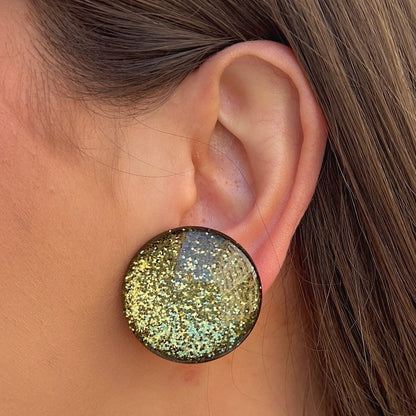 Boucles Rainball Kaki Paillettes Francine Bramli Paris