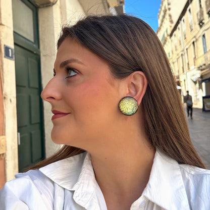 Boucles Rainball Kaki Paillettes Francine Bramli Paris
