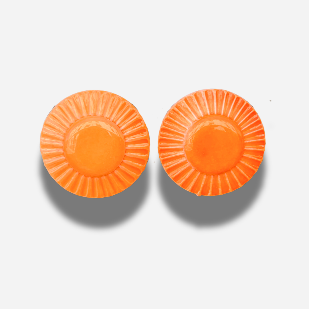 Boucles Rainball Orange Francine Bramli Paris résine effet soleil