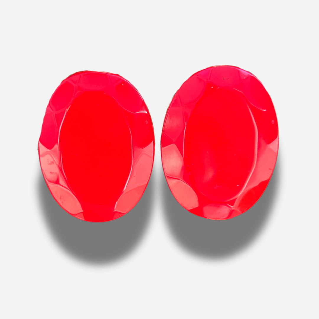 Boucles Rainball Rouge Francine Bramli Paris en résine rouge brillante forme ovale