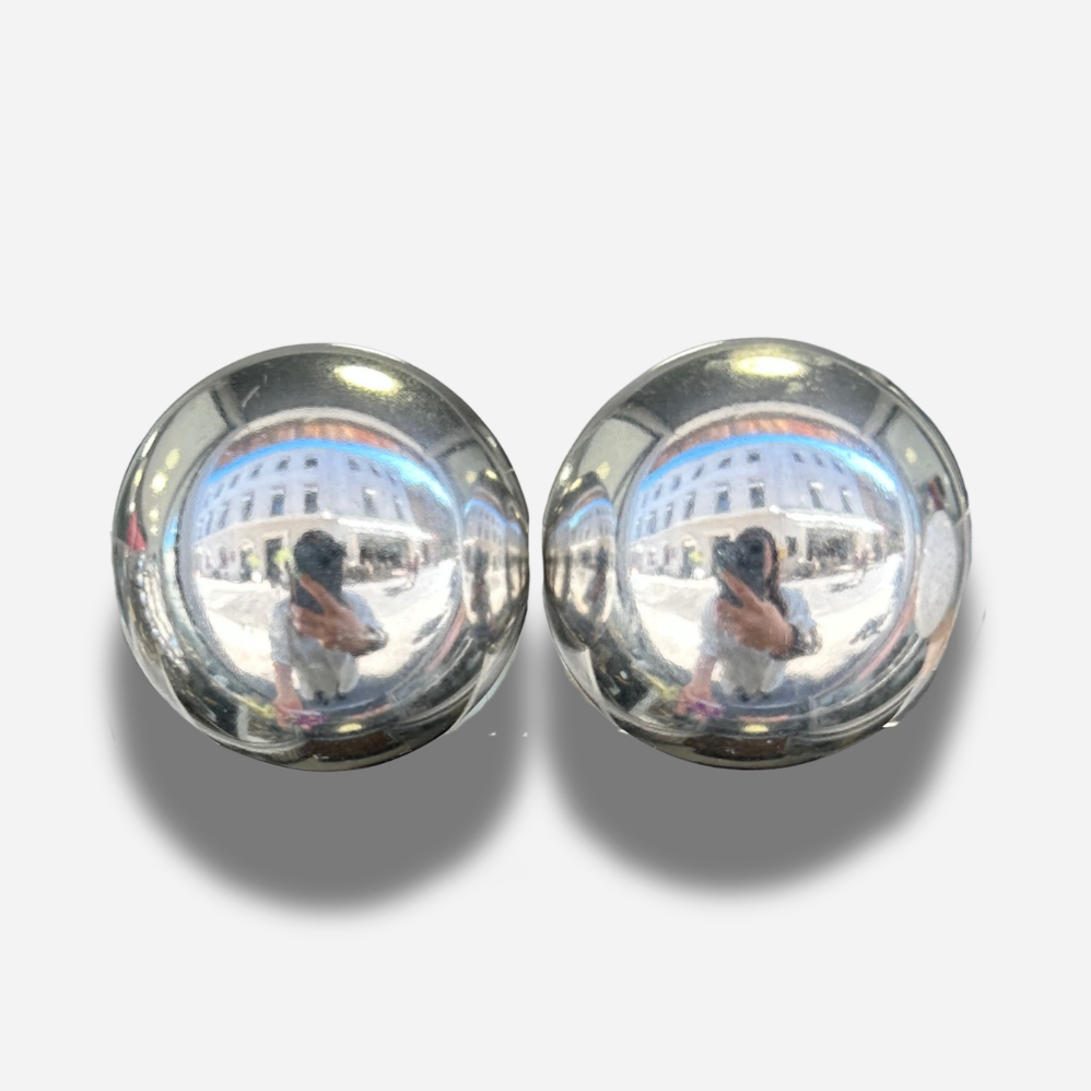 Boucles Rainball Silver XXL Francine Bramli Paris argent effet miroir grand format