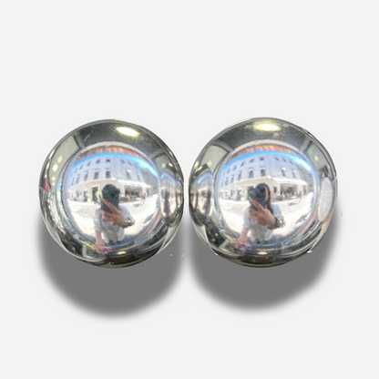 Boucles Rainball Silver XXL Francine Bramli Paris argent effet miroir grand format