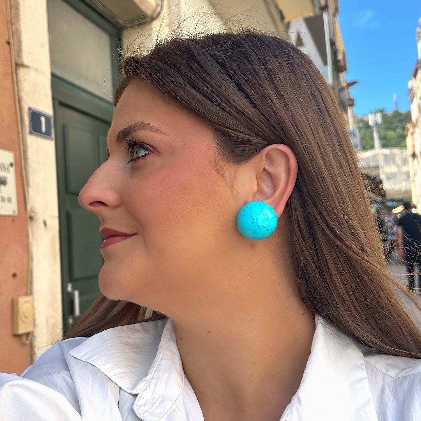 Boucles Rainball Turquoise Francine Bramli Paris