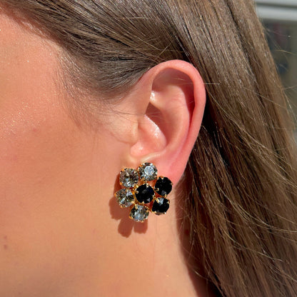 Boucles d’oreilles Ravena Onyx Crézus pierres noires et claires
