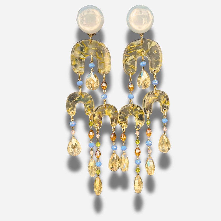 Boucles Sarah XL multi Francine Bramli Paris cristaux colorés