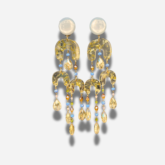 Boucles Sarah XL multi Francine Bramli Paris cristaux colorés