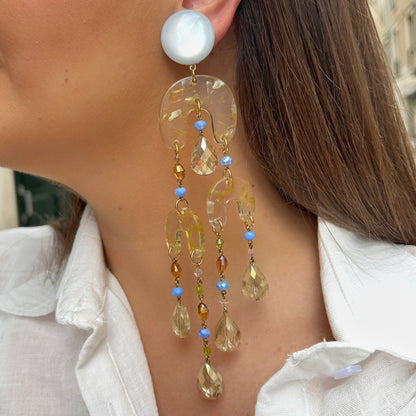 Boucles Sarah XL multi Francine Bramli Paris cristaux colorés