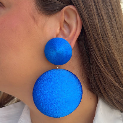 Boucles Satin Bleu Francine Bramli Paris