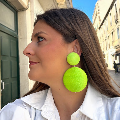 Boucles Satin Vert Fluo Francine Bramli Paris