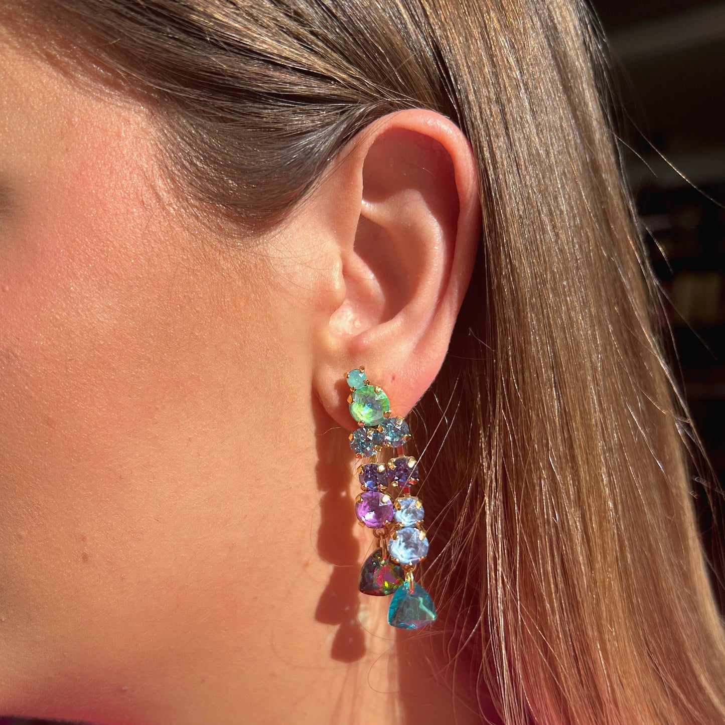 Boucles d’oreilles Selina Lavande Crézus cristaux lavande turquoise