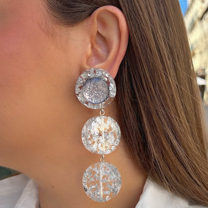 Boucles Silver Paillettes Trio Francine Bramli Paris à clip