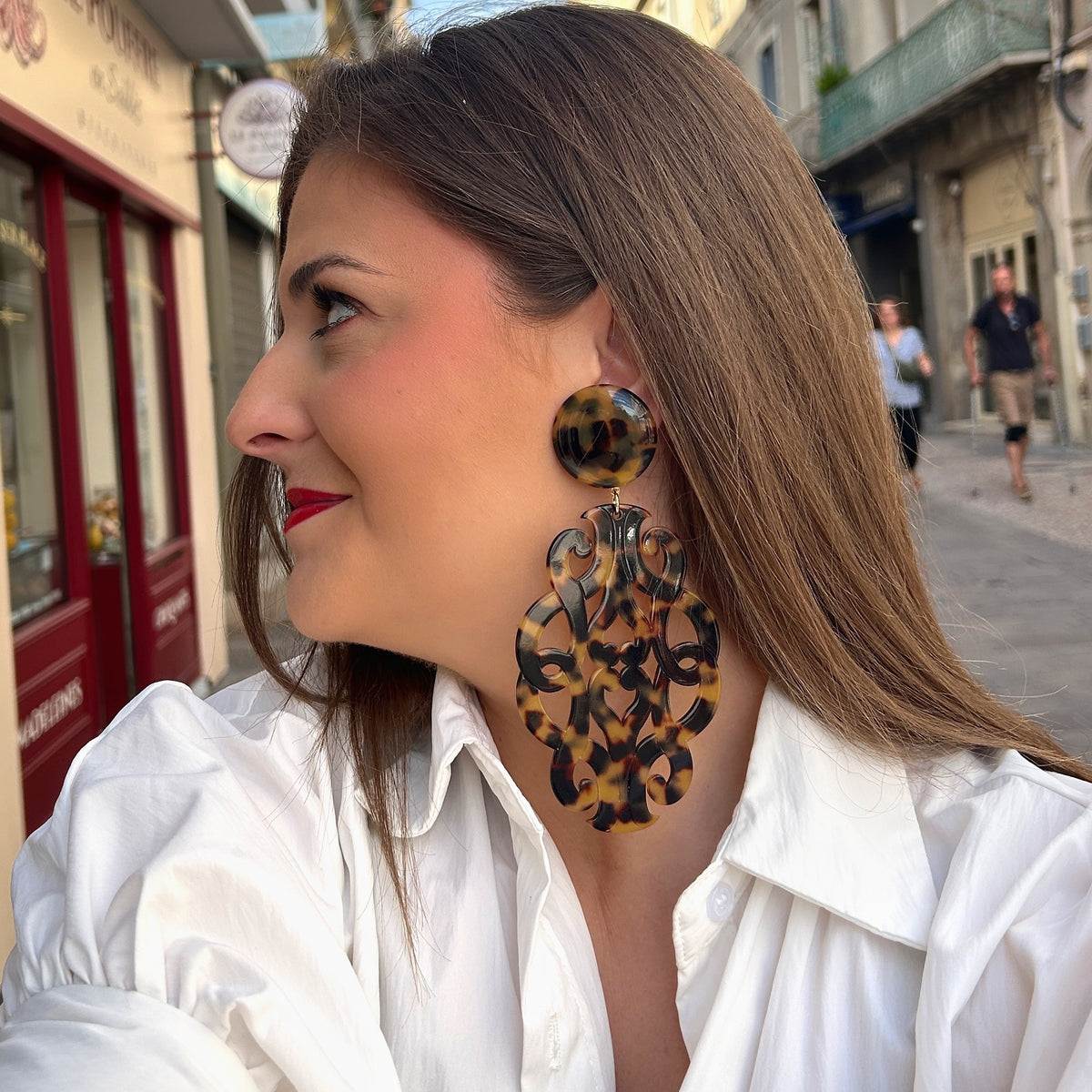 Boucles d’oreilles Sultane XL Écaille de Tokyo Francine Bramli Paris
