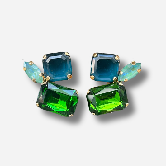 Boucles Syrelia Lagoon Crézus boucles d’oreilles bleu lagon vert