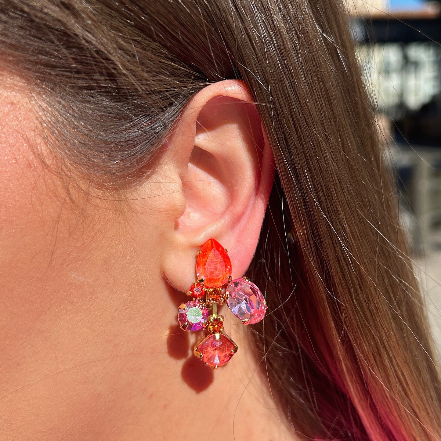Boucles d’oreilles Talia Corail Crézus cristaux corail