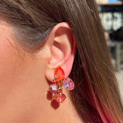 Boucles d’oreilles Talia Corail Crézus cristaux corail