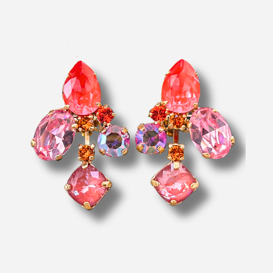 Boucles Talia Corail Crézus boucles d’oreilles cristaux corail roses