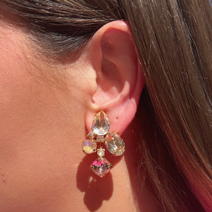 Boucles d’oreilles Talia Nude Crézus cristaux champagne
