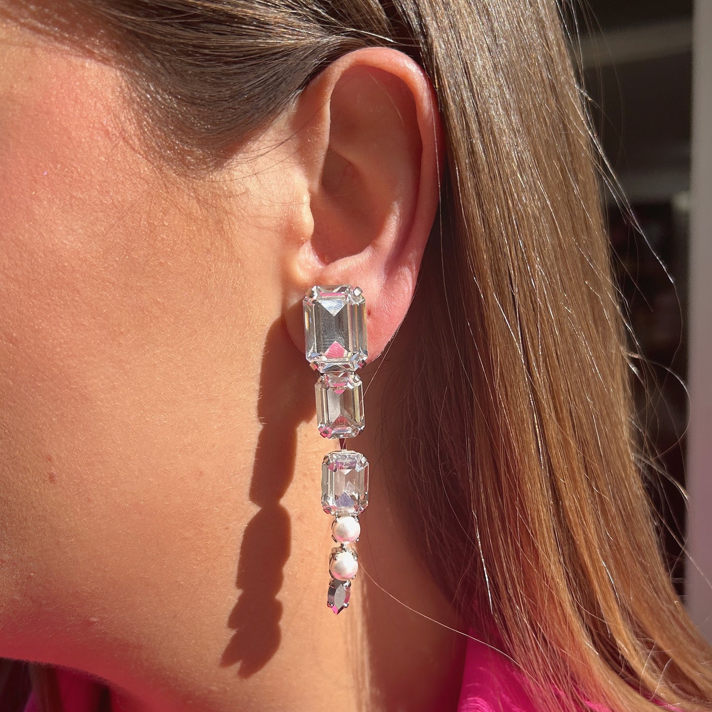 Boucles d’oreilles Tesia Silver Crézus cristaux rectangulaires